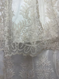 Style 1418 baptism Dress in Ivory with Champagne Lace (ONLY DRESS AND BONNET) FINAL SALE NO REFUND