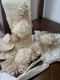 Karol Baptism Dress in Champagne (FINAL SALE DRESS HAS IMPERFECTION SEE DESCRIPTION/ VENTA FINAL MODELO CON IMPERFECCION LEER DESCRIPCION