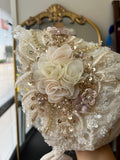 Karol Baptism Dress in Champagne (FINAL SALE DRESS HAS IMPERFECTION SEE DESCRIPTION/ VENTA FINAL MODELO CON IMPERFECCION LEER DESCRIPCION
