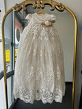 Karol Baptism Dress in Champagne (FINAL SALE DRESS HAS IMPERFECTION SEE DESCRIPTION/ VENTA FINAL MODELO CON IMPERFECCION LEER DESCRIPCION