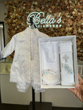 Maximiliano boy outfit in White with blue stones
