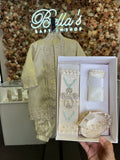 Maximiliano boy outfit in Champagne with blue stones