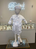 Prince Emmanuel boy outfit in White with Blue stones FINAL SALE/VENTA FINAL