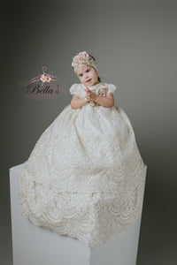 Kenia Baptism Dress in Champagne traditional two piece