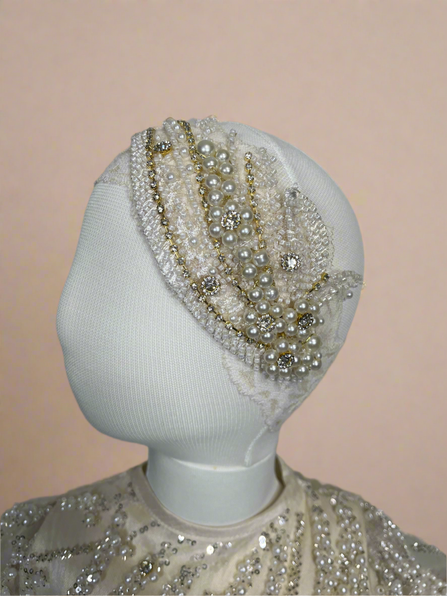 Perla Baptism Dress in Champagne Long Sleeve