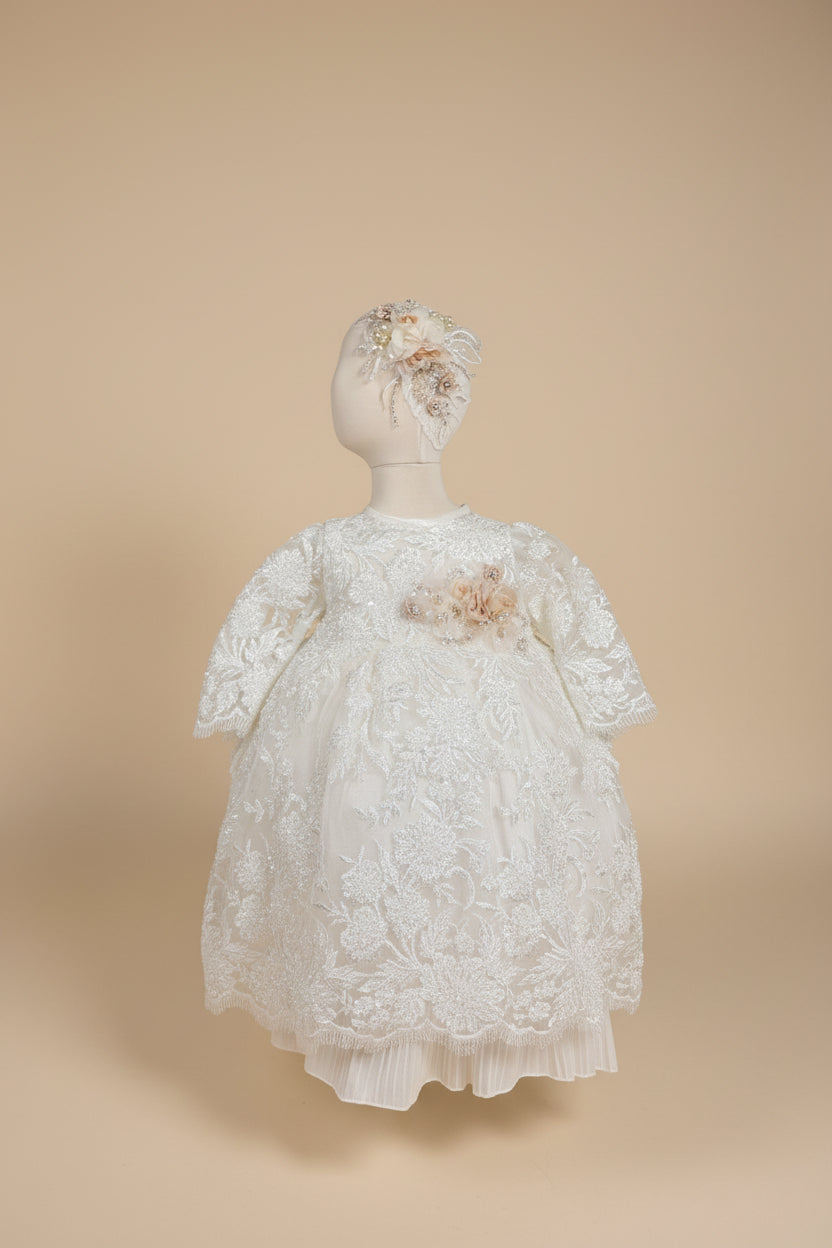 Ropon Emilia tono Perla/Emilia Baptism Dress in Creamy Ivory