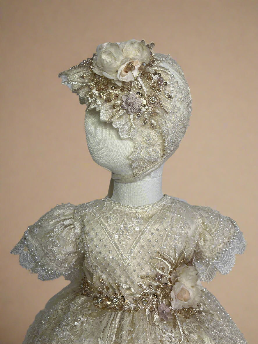 Juliette Baptism Dress in Champagne
