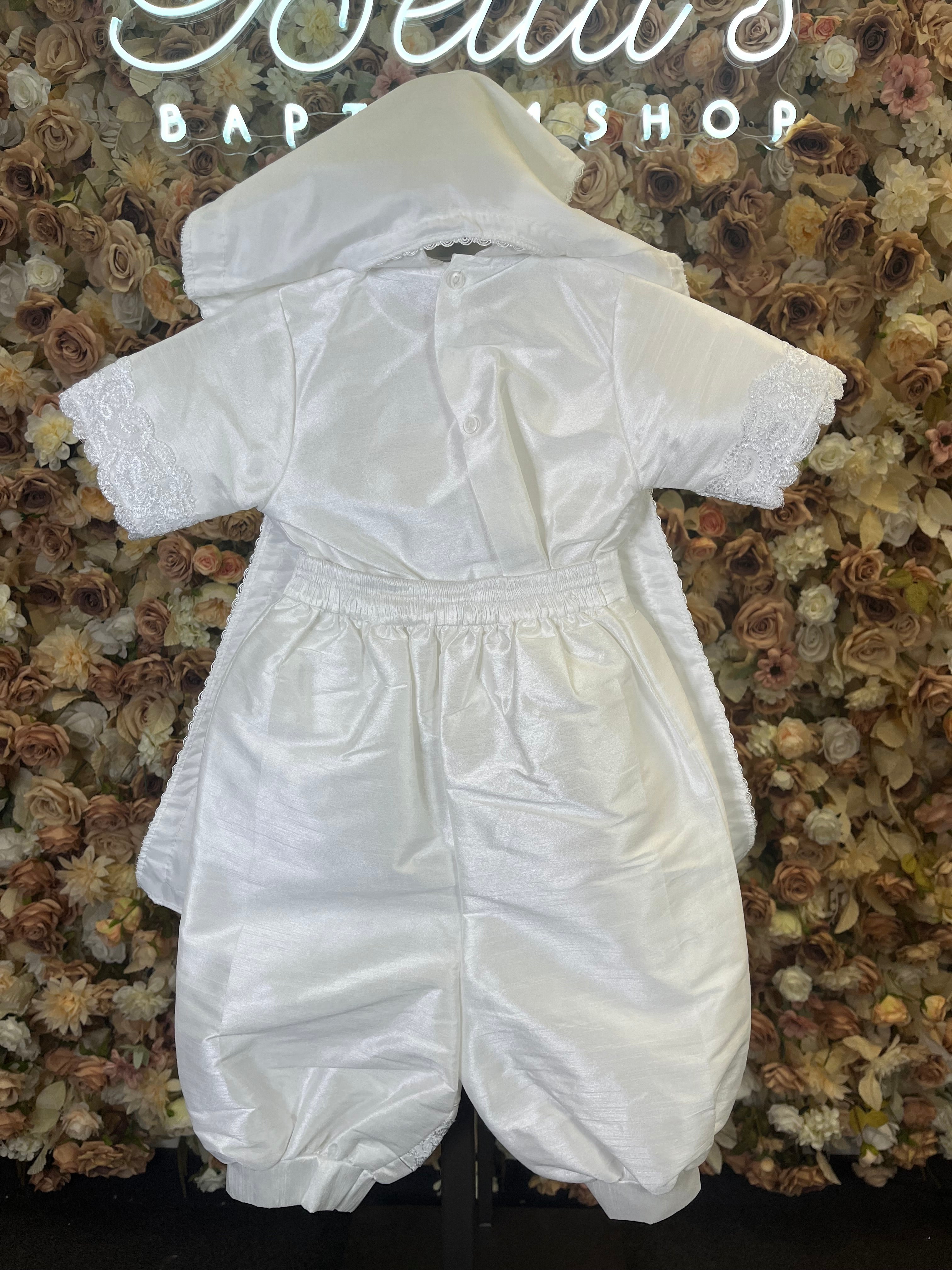 SIZE 3 Boy Baptism outfit in White style #412 (Outfit Only) Solamente Traje