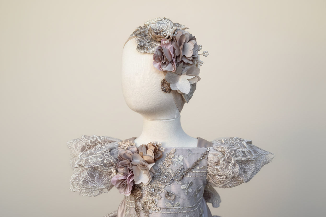 Champagne Romper/ Pañalero Tono Champagne Style # 1472
