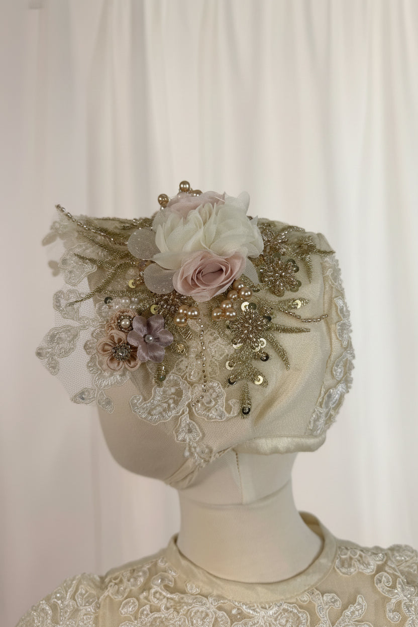 Ropon Sofia tono Champagne/ Sofia Baptism Dress in Champagne