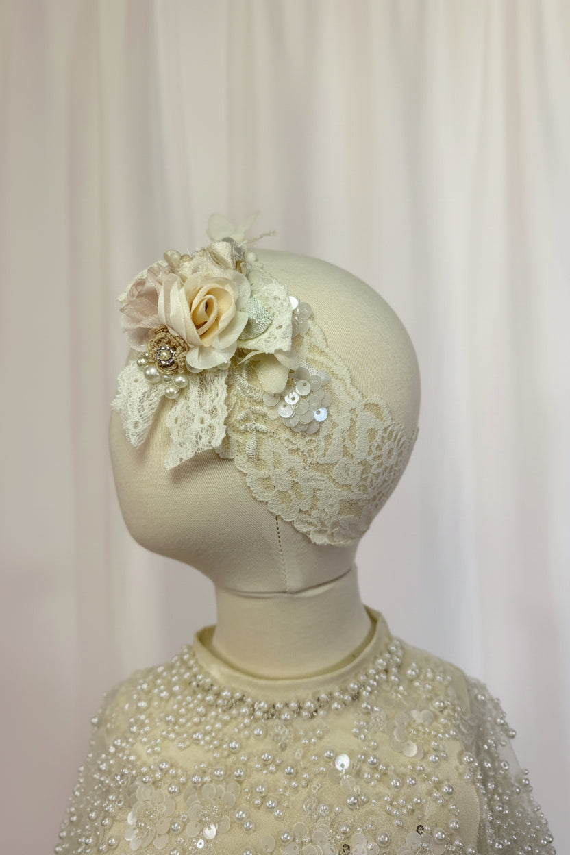 Ropon Aurora tono Champagne/ Aurora Baptism Dress in Champagne