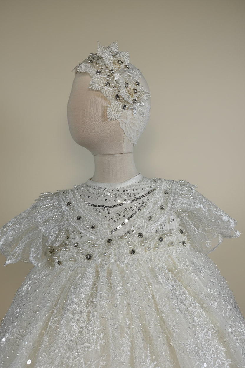 Ropon Mar en tono Perla / Baptism Dress Mar in Creamy Ivory