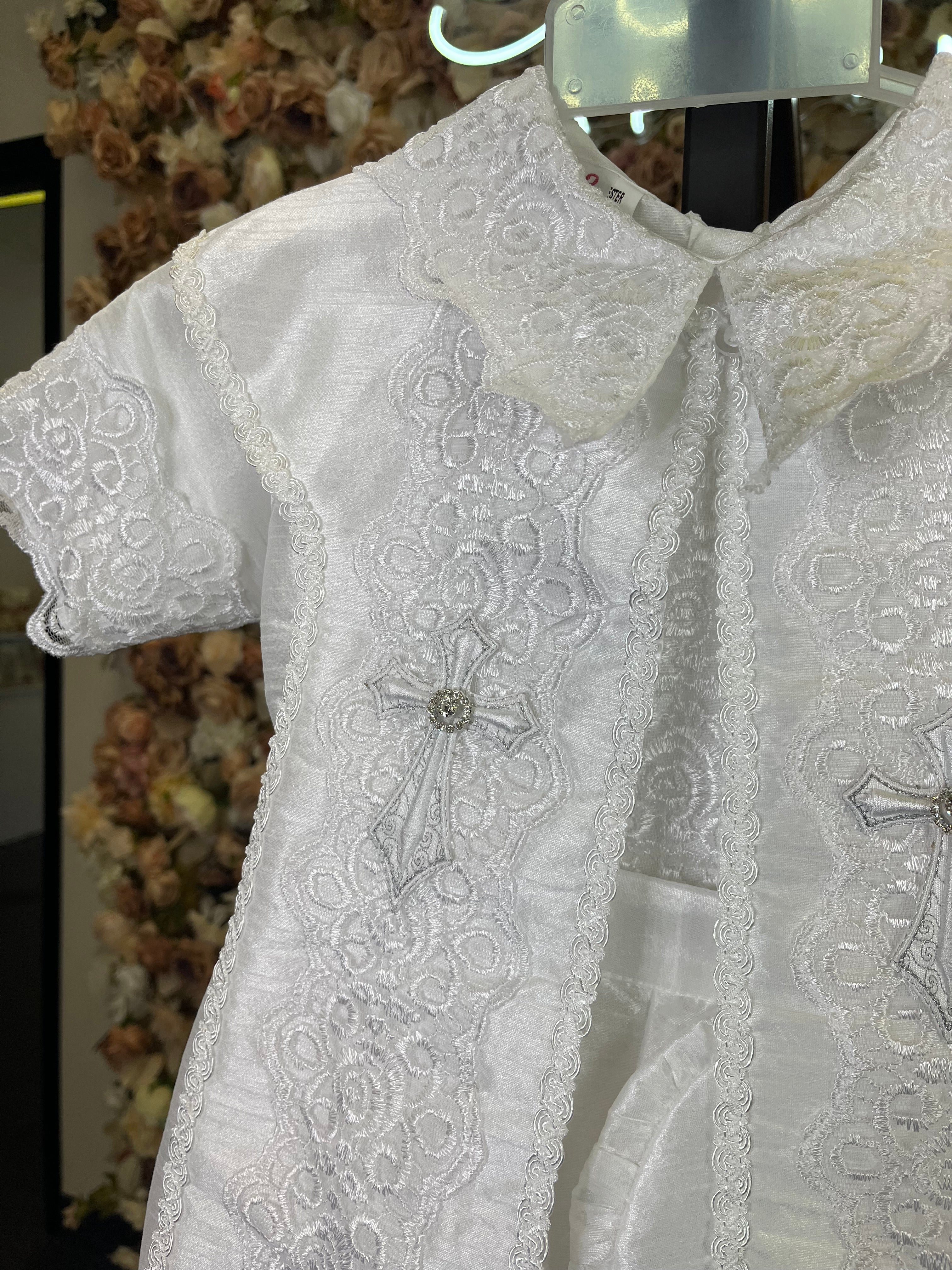 SIZE 3 Boy Baptism outfit in White style #434 (Outfit Only) Solamente Traje