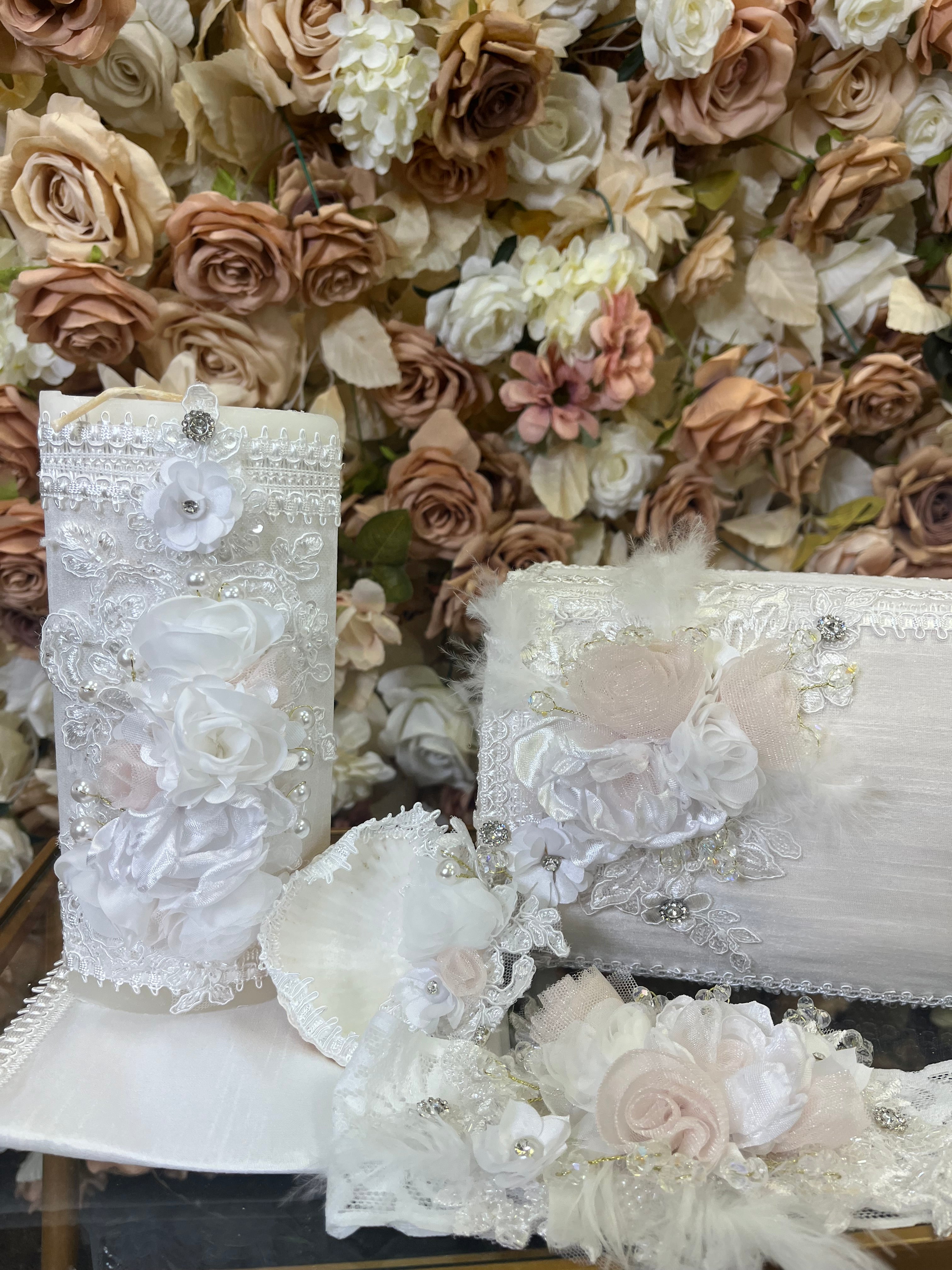 Deluxe White Candle set for girls in white