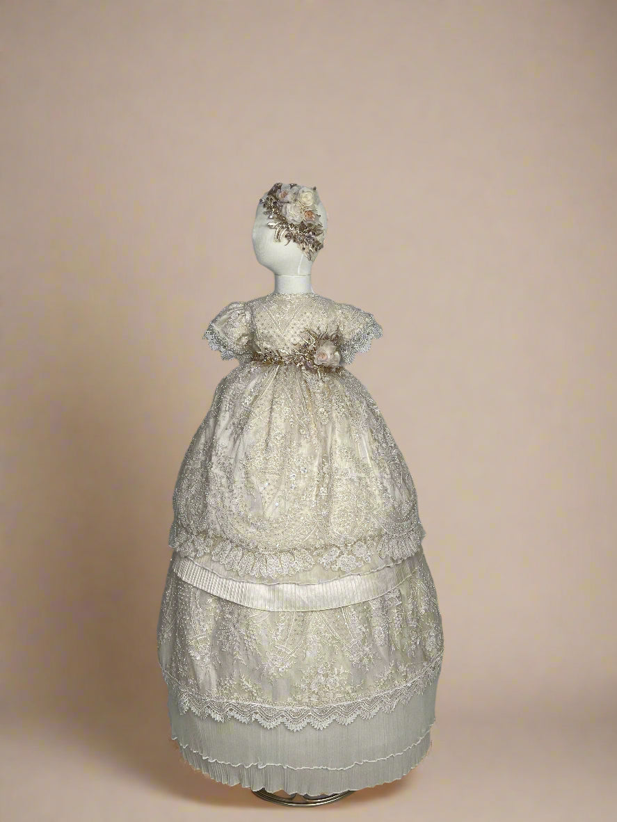 Juliette Baptism Dress in Champagne