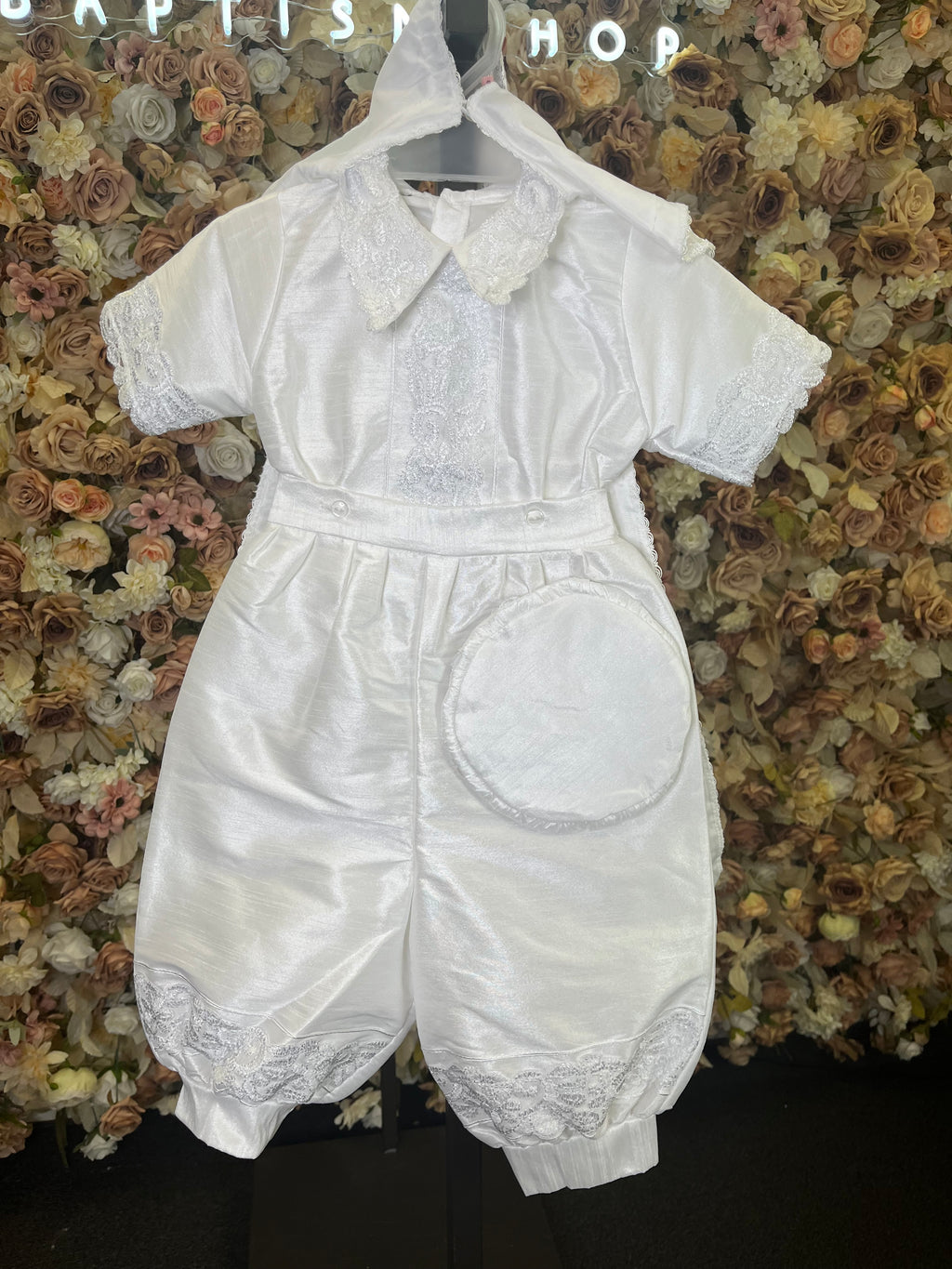 SIZE 3 Boy Baptism outfit in White style #412 (Outfit Only) Solamente Traje
