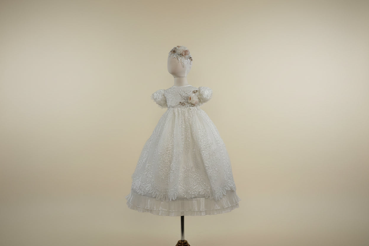 Ropon Juliette en tono Perla / Juliette Baptism Dress in Creamy Ivory