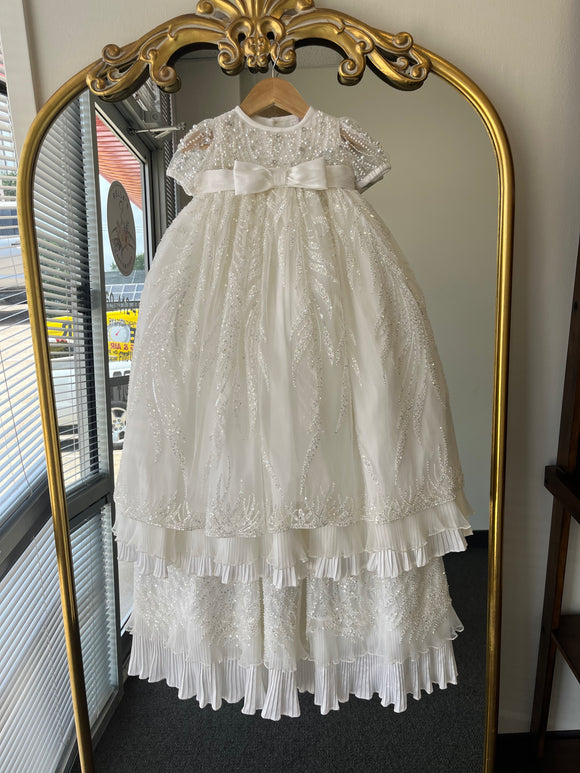 Perla Baptism Dress in Creamy Ivory