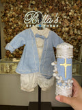 Prince Azul Ivory and Blue baptism outfit