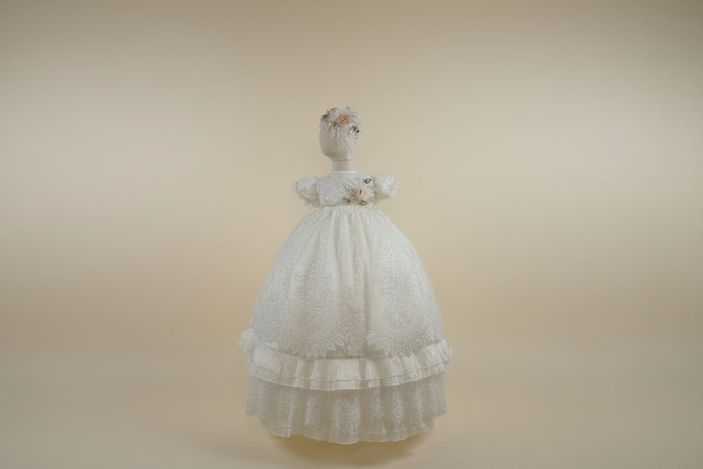 Ropon Juliette en tono Perla / Juliette Baptism Dress in Creamy Ivory