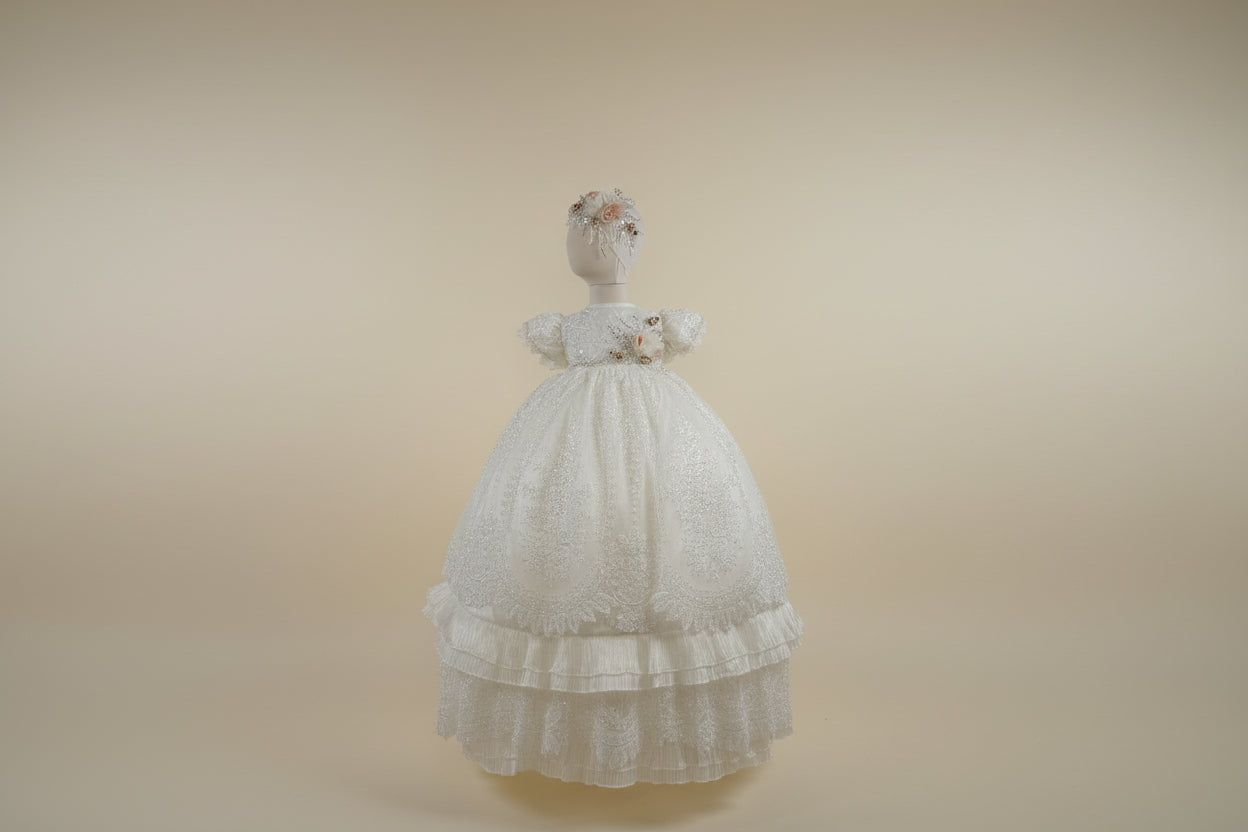 Ropon Juliette en tono Perla / Juliette Baptism Dress in Creamy Ivory