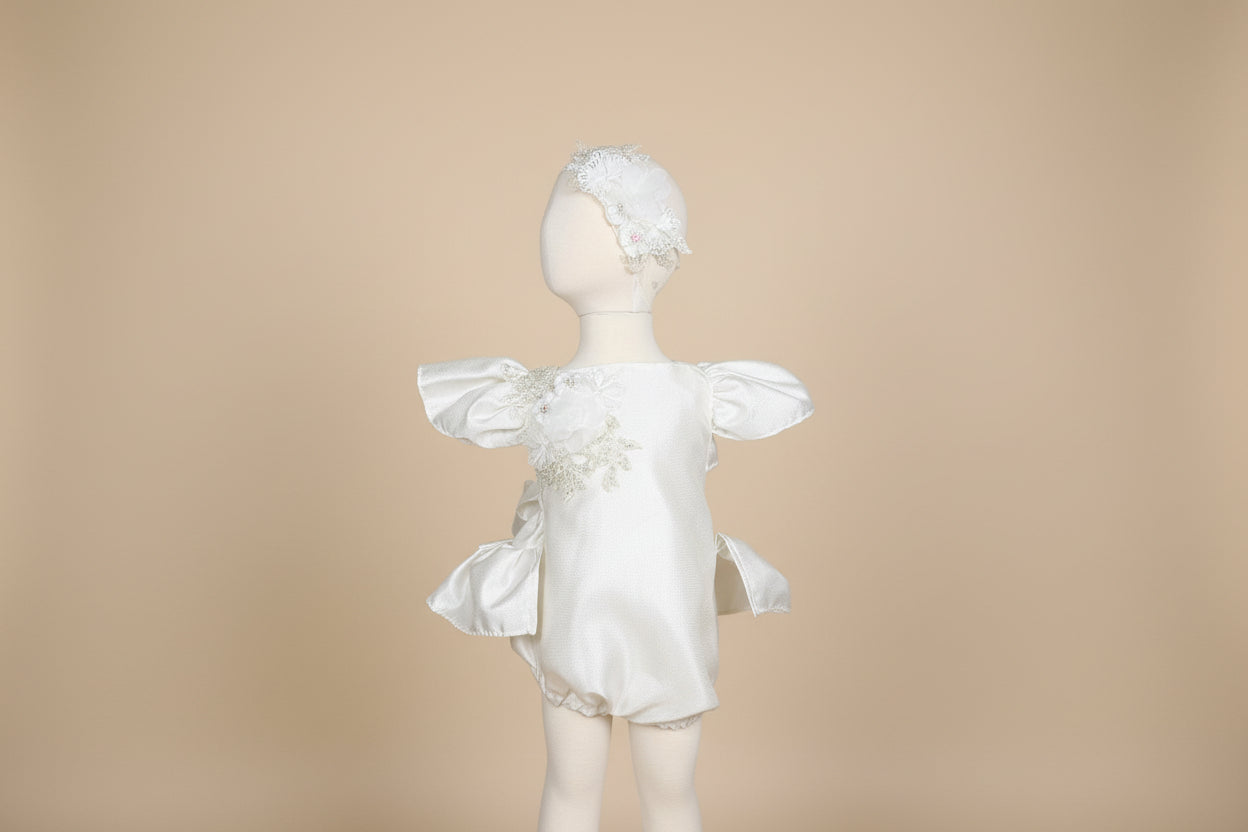 Ivory Romper/ Pañalero Tono Perla Style # 1537
