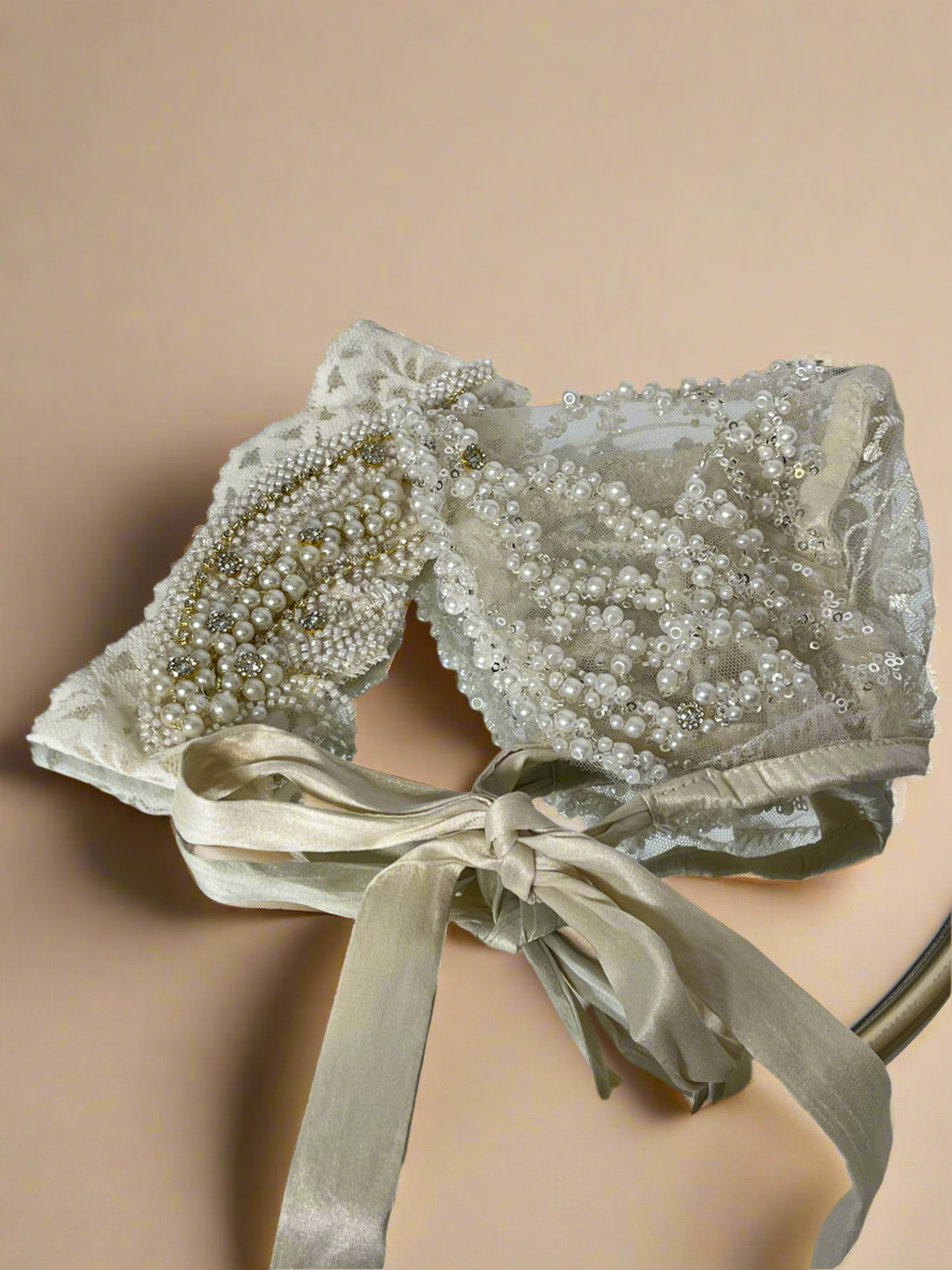 Perla Baptism Dress in Champagne Long Sleeve