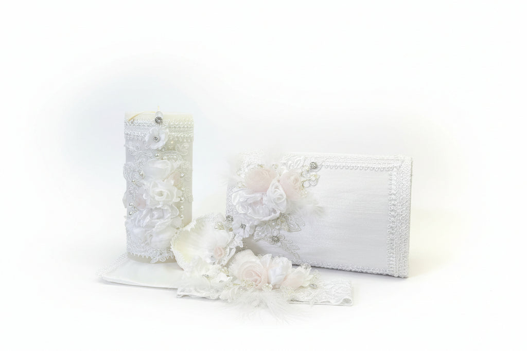 Deluxe White Candle set for girls in white