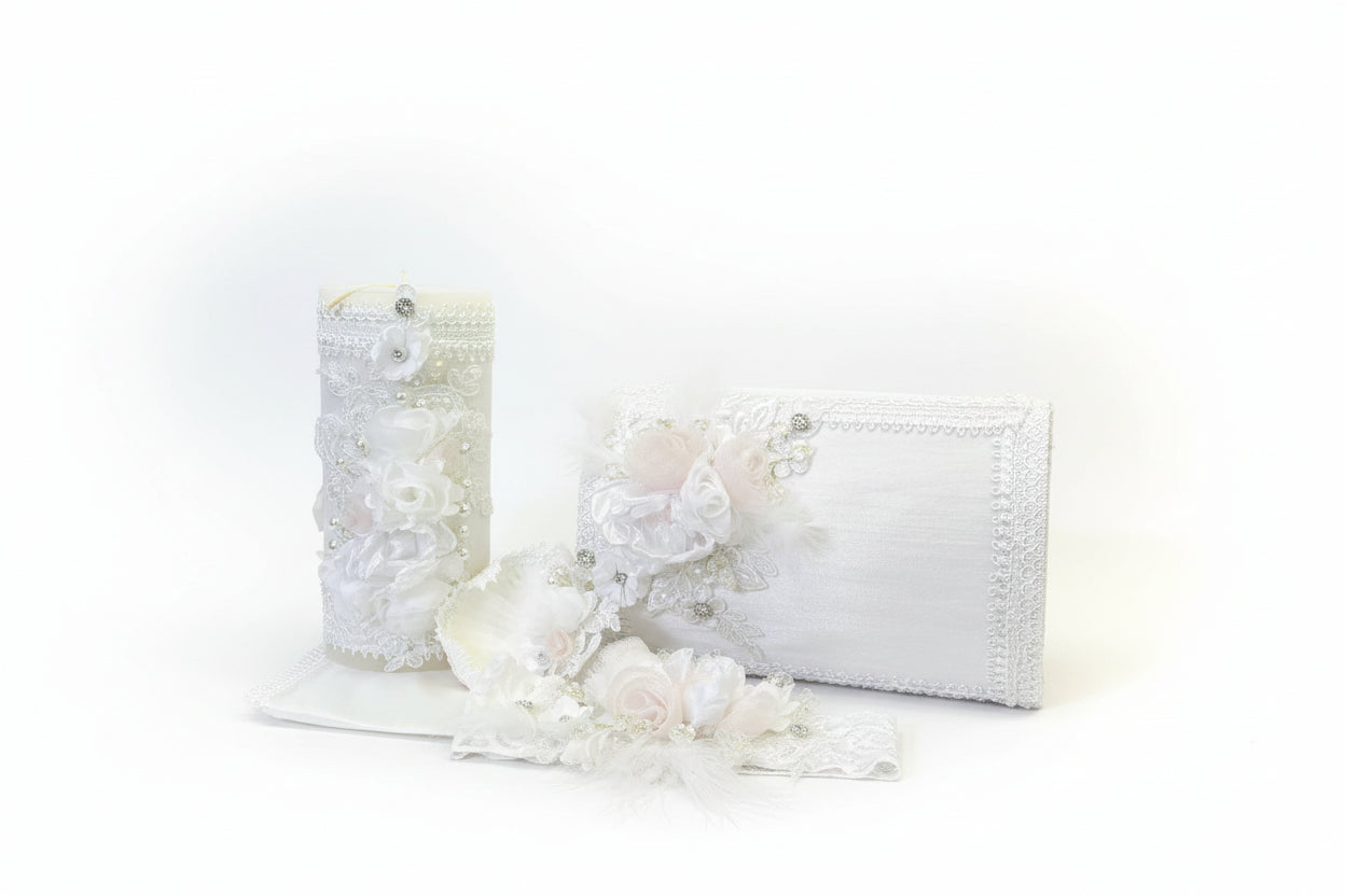 Deluxe White Candle set for girls in white