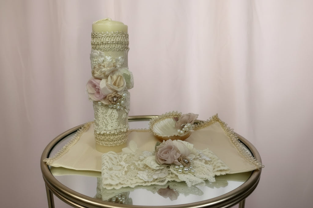 Ropon Aurora tono Champagne/ Aurora Baptism Dress in Champagne