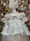 Rosita baptism dress in ivory with Blush