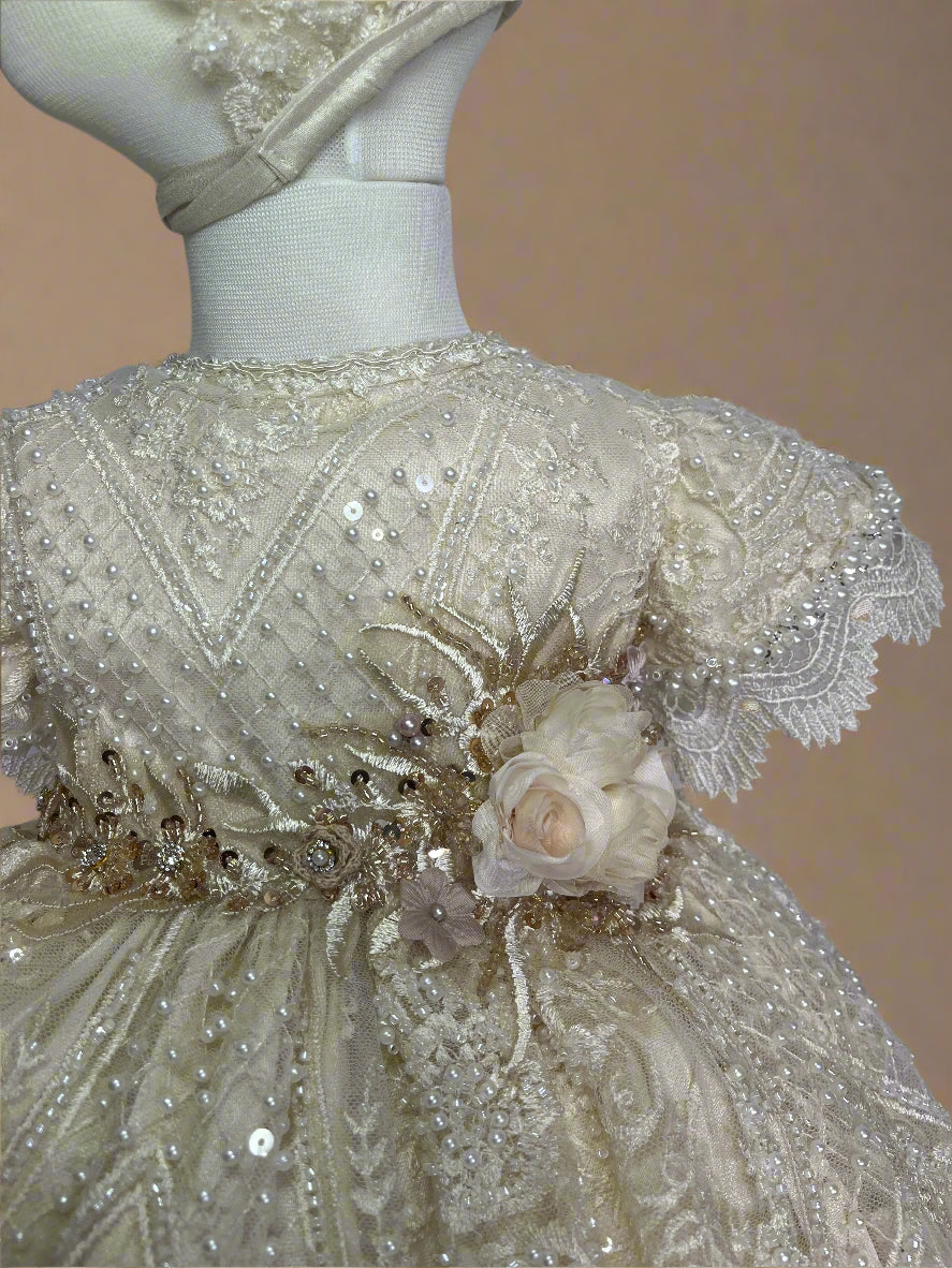 Juliette Baptism Dress in Champagne