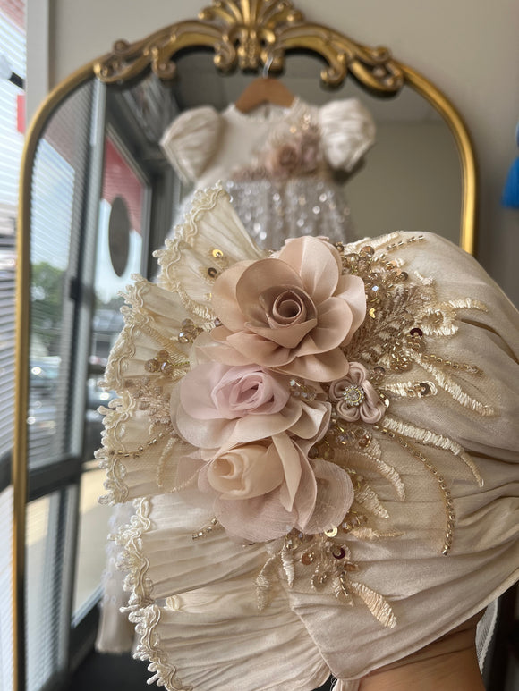CAYLANI BAPTISM DRESS IN CHAMPAGNE (ONE PIECE ROPON)