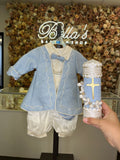 Prince Azul Ivory and Blue baptism outfit