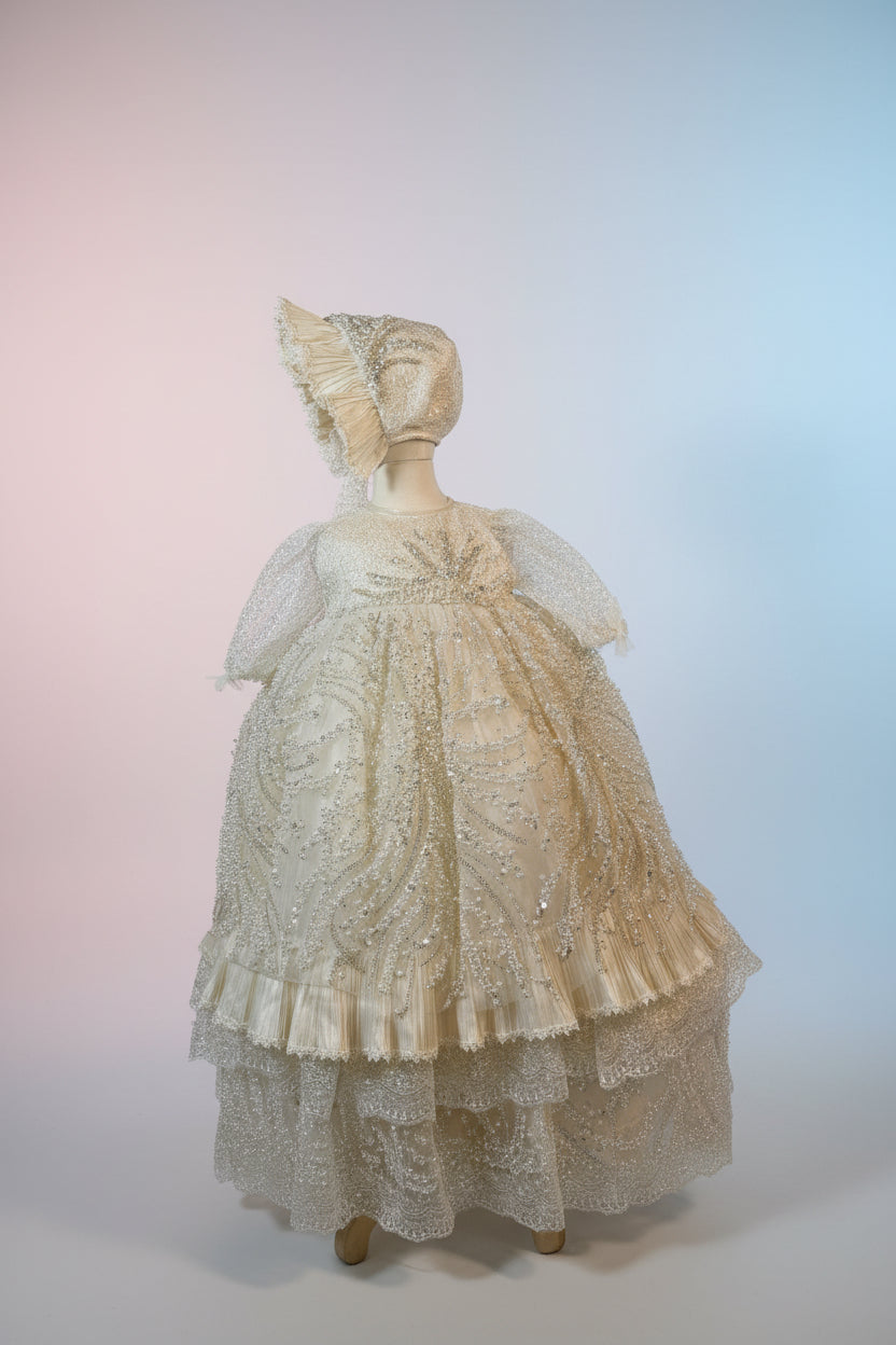 Ropon Jazmin tono champagne / Jazmin Baptism Dress in Champagne