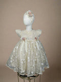 BOMBON BAPTISM DRESS IN CHAMPAGNE/ ROPON BOMBON EN TONO CHAMPAGNE