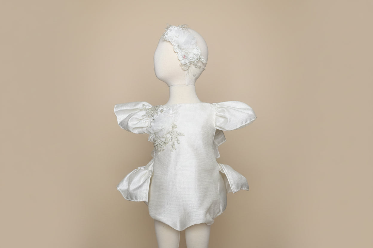 Ivory Romper/ Pañalero Tono Perla Style # 1537