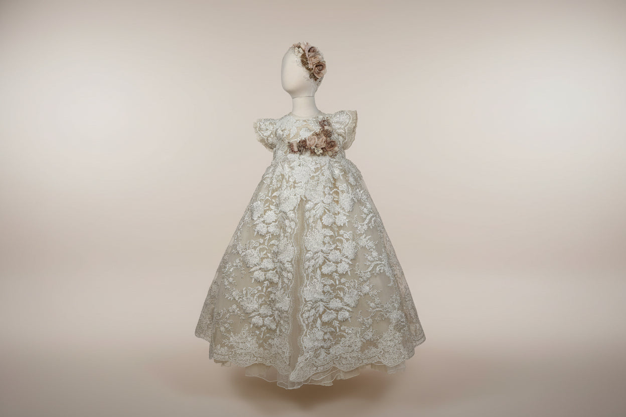 Ropon Emilia tono Champagne/Emilia Baptism Dress in Champagne