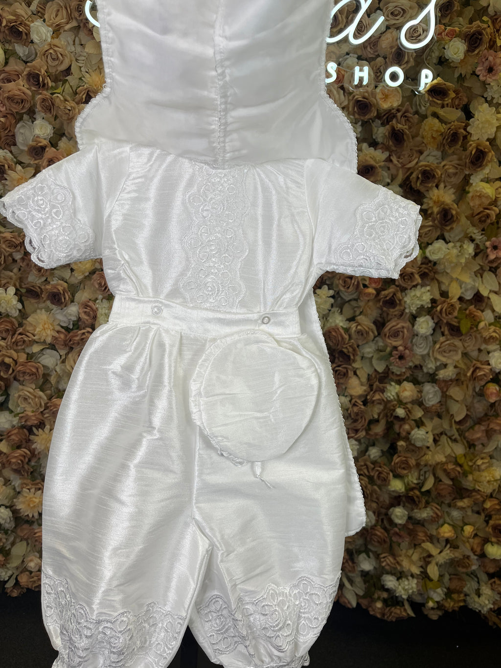 SIZE 3 Boy Baptism outfit in White style #434 (Outfit Only) Solamente Traje