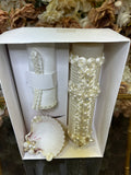 3 piece Cross Baptism Candle Set for boys in Ivory Style 52