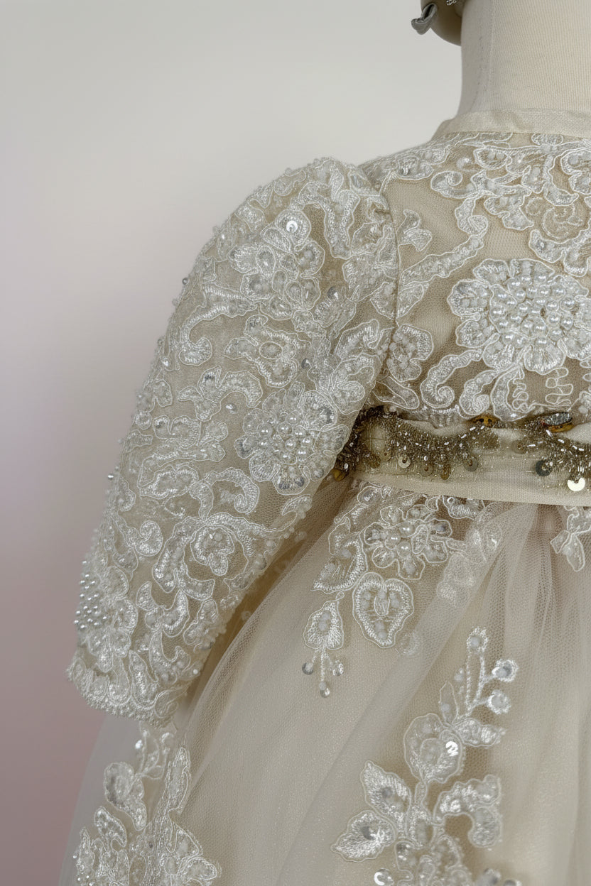 Ropon Sofia tono Champagne/ Sofia Baptism Dress in Champagne