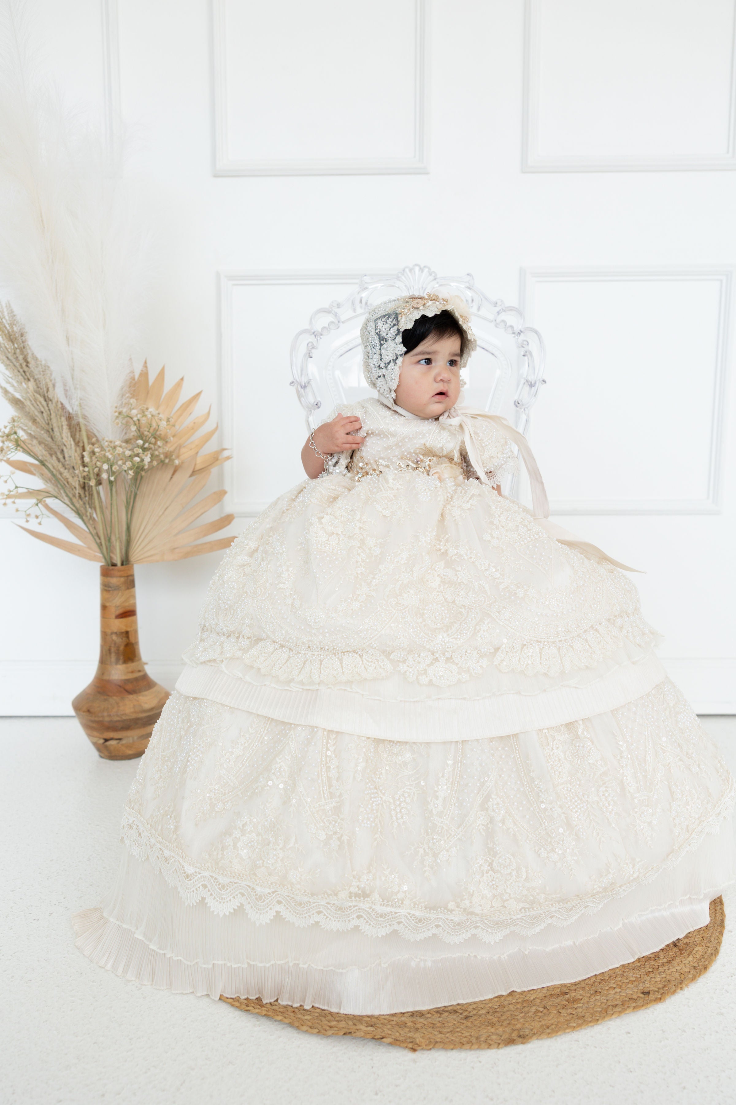 Juliette Baptism Dress in Champagne