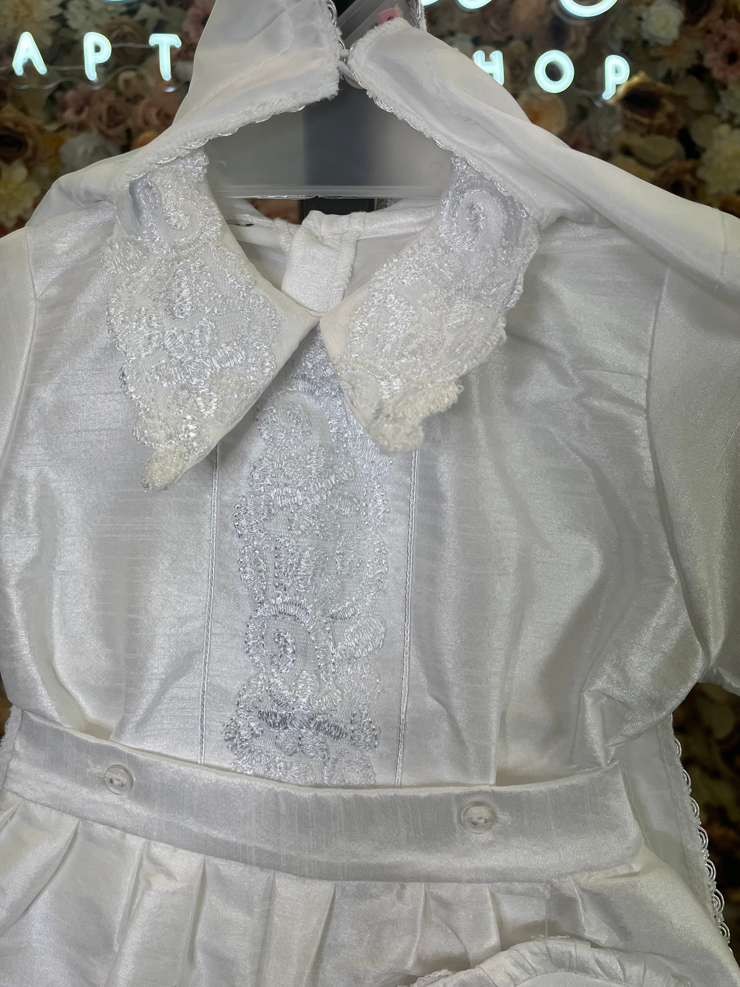 SIZE 3 Boy Baptism outfit in White style #412 (Outfit Only) Solamente Traje