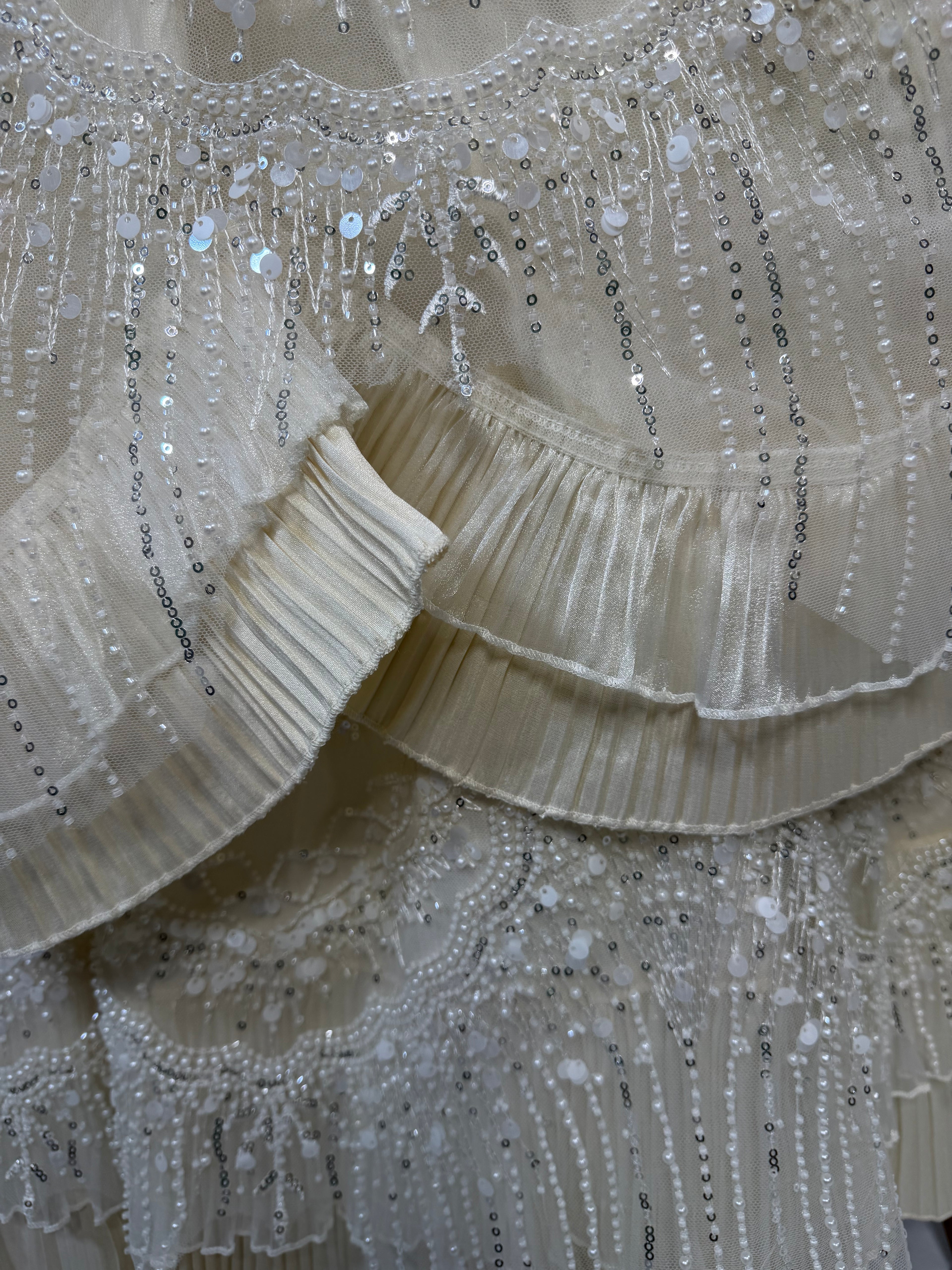 Ropon Celeste tono Champagne / Celest Baptism Dress in Champagne