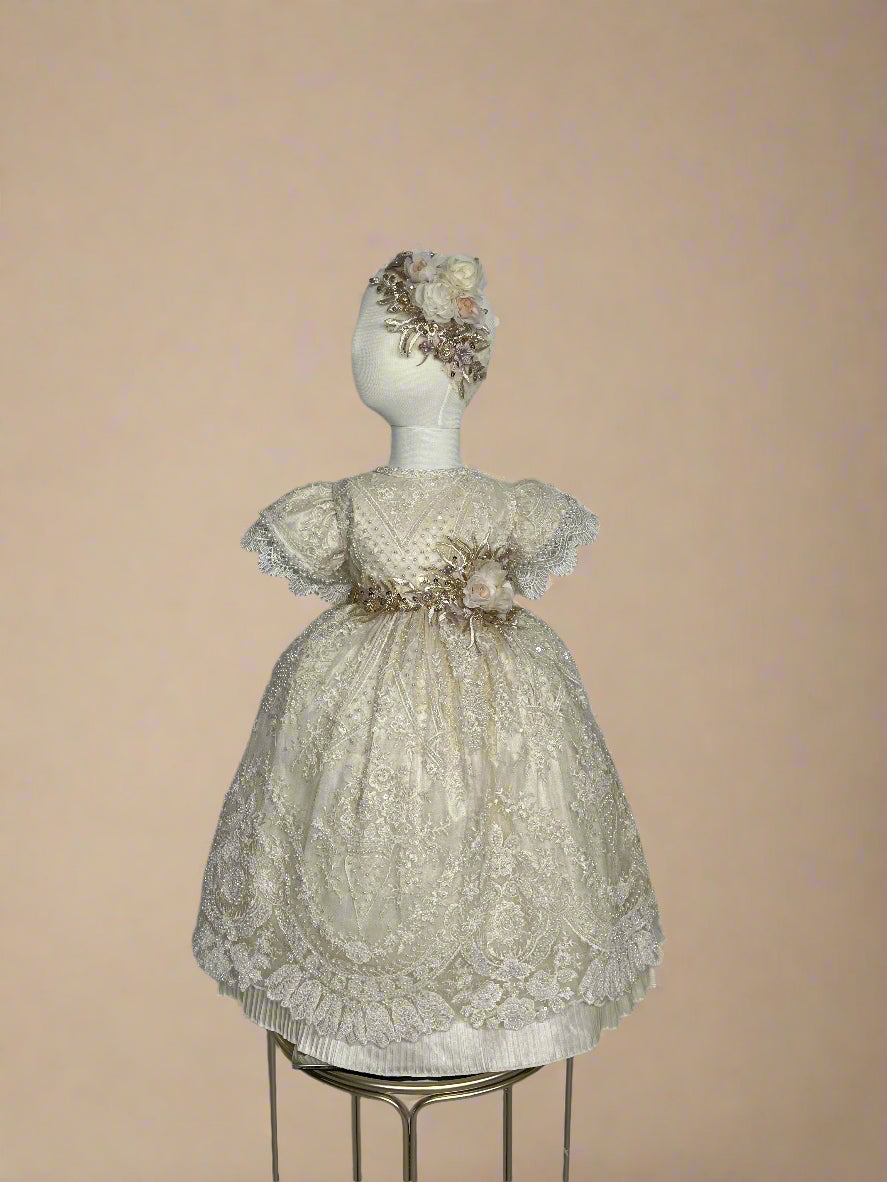 Juliette Baptism Dress in Champagne