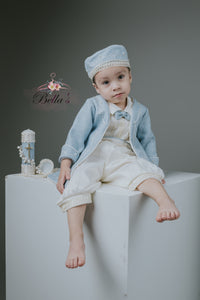 Prince Azul Ivory and Blue baptism outfit