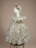 Marina Baptism Dress in Champagne 4 Layers/ Ropon Marina 4 olanes