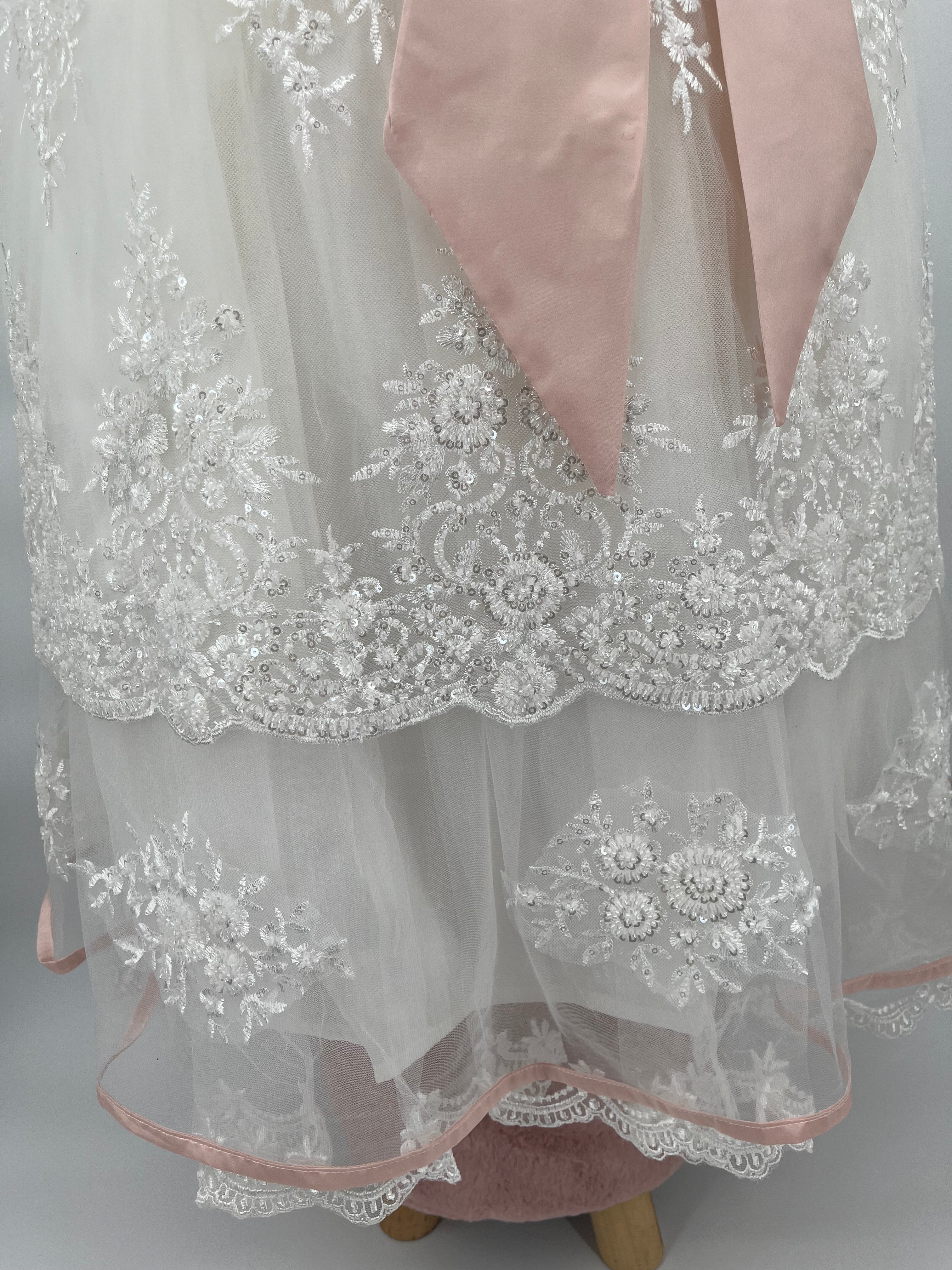 Denise Baptism Dress in Creamy Ivory/ Ropon Denise en tono Perla (DRESS AND BONNET ONLY/ ROPON Y GORRITO SOLAMENTE)