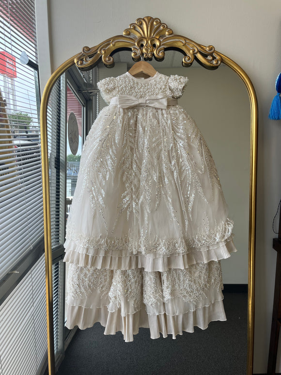 Perla Baptism Dress in Champagne