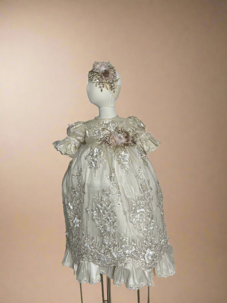 Janet Baptism Dress in Champagne